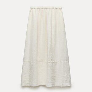 ZW COLLECTION 100% LINEN MIDI SKIRT